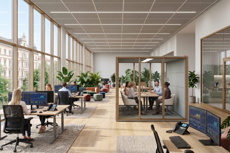 Modernes Büro mit Raum-in-Raum-Lösung